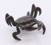 A small bronze model of a crab. 6 cm wide.