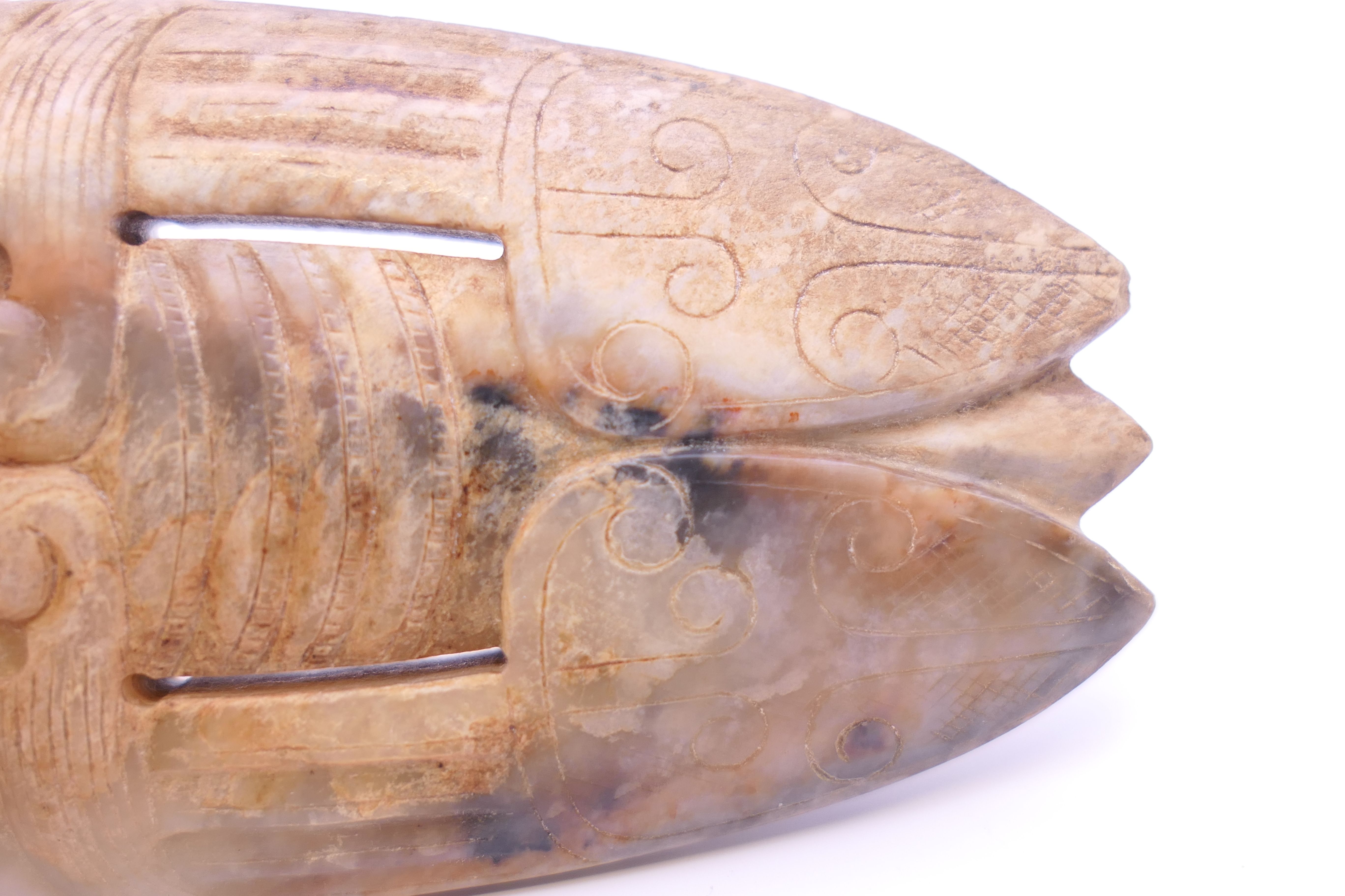 A Chinese russet jade coloured cicada, Shang Dynasty. 6 cm long. - Image 5 of 5