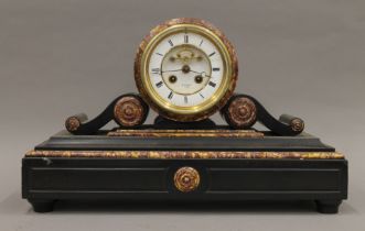A Henry Marc marble mantle clock. 29 cm high.