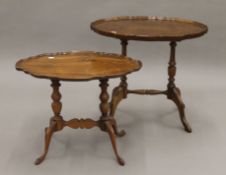 A walnut coffee table and a mahogany coffee table. The former 59 cm long.