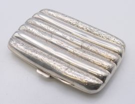 A silver cheroot case, hallmarked for Chester 1905. 9 cm x 6 cm. 49.3 grammes total weight.