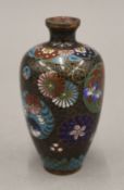 A small cloisonne vase. 9 cm high.