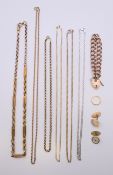 A quantity of 9 ct gold jewellery, including chains, a bracelet,