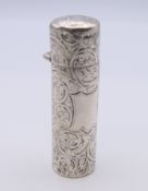 A silver scent bottle, hallmarked for Birmingham 1890. 6.5 cm high.