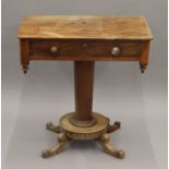A Victorian mahogany pedestal side table. 66 cm wide.