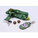 A boxed set of Wimbledon/Rolex cufflinks and keyring, and a Rolex lanyard ID holder. Cufflinks 1.