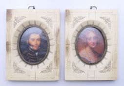 A pair of miniatures. Frames 13 cm x 10 cm.