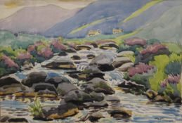 TRUDA HOPE PANET, Kilcar Co Donegal, watercolour, dated August 1935, framed and glazed. 50 x 33.
