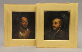 A pair of 19th century oils on board, Sancho Panza and Don Quixote, each framed. 20 x 22 cm overall.