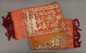 An Indian Bagh Phulkari with gold thread. Approximately 150 cm long.