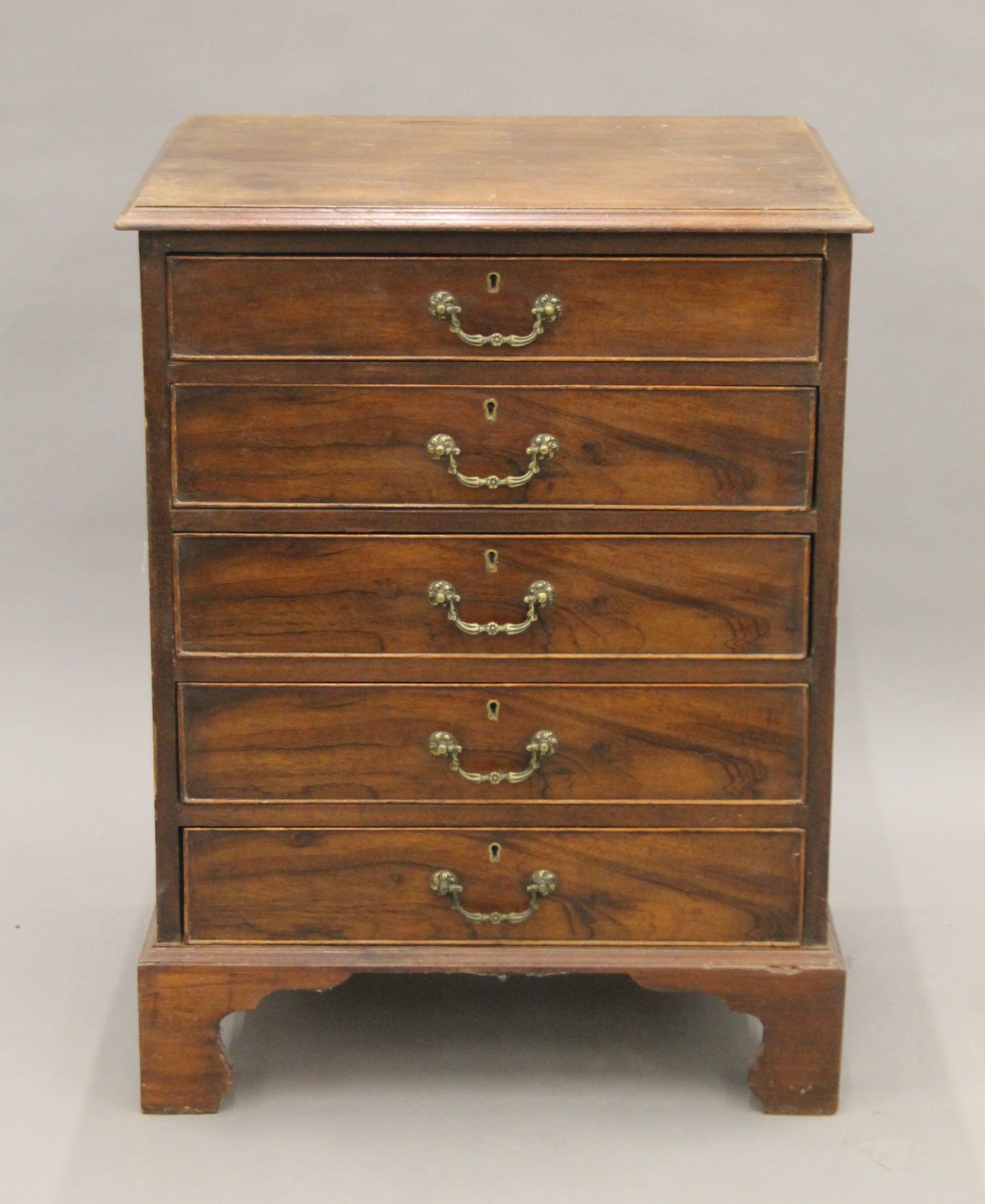 A 19th century five drawer mahogany chest of drawers. 62.5 cm wide.