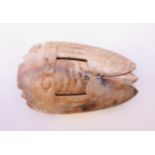 A Chinese russet jade coloured cicada, Shang Dynasty. 6 cm long.