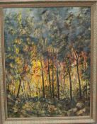 A W STIBBE (South African), Forest Fire, oil on board, signed and dated '94, framed. 48.5 x 63.5 cm.
