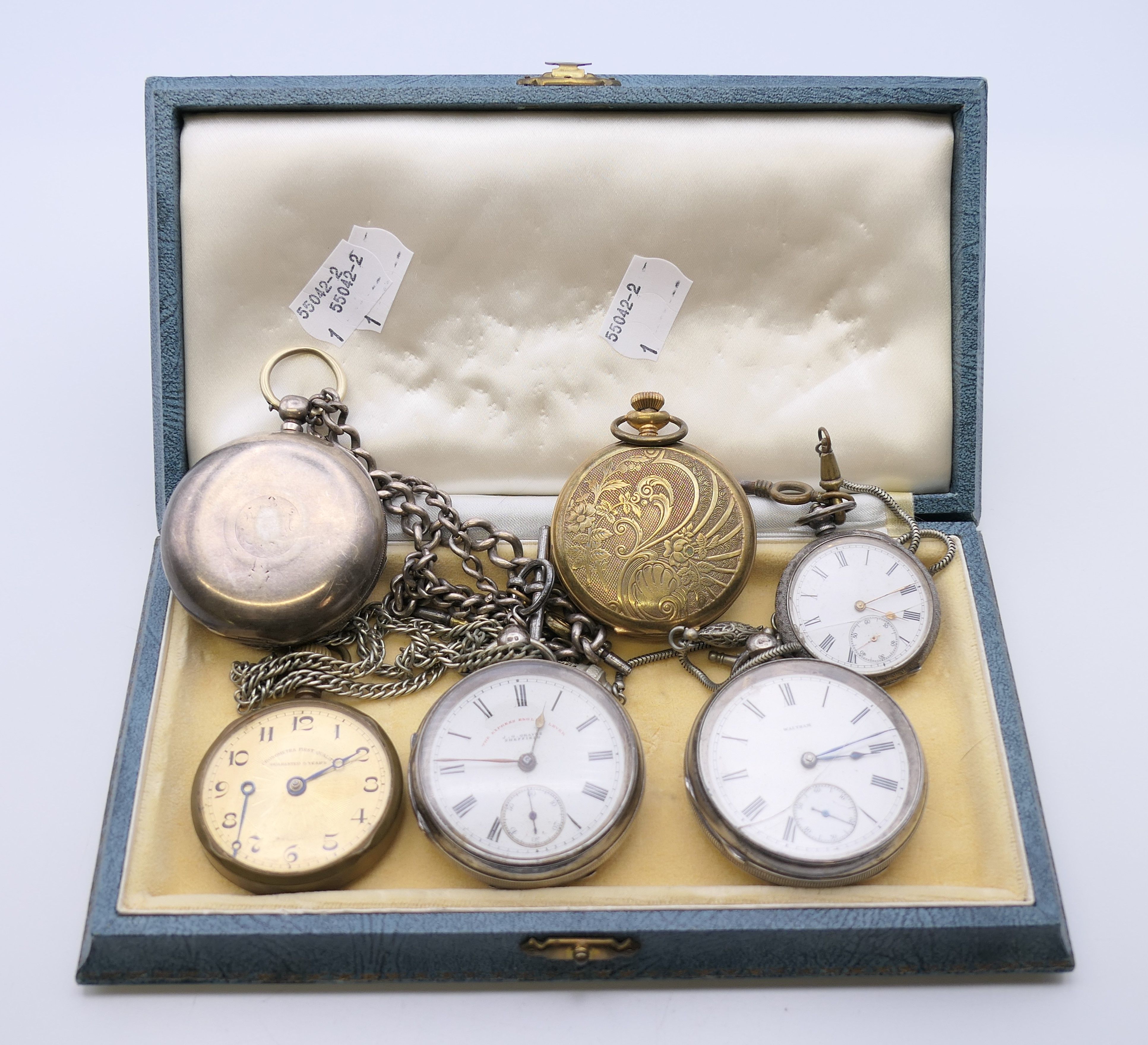 Six pocket watches, including The Express Watch Lever Company J G Graves, Bentima, Waltham, Elgin, - Image 2 of 15