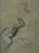 After Michelangelo, The Unfinished Drawing, print, framed and glazed. 26.5 x 36.5 cm.