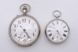 A Remontoir Perfectionne silver plated Goliath pocket watch (6.