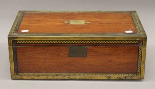 A large 19th century brass bound writing box. 50.5 cm wide.