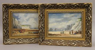 A pair of 19th century oils on board, Coastal Scenes, signed VAS and dated 1875, each framed. 16.