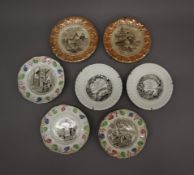 A collection of 19th century child's nursery plates. The largest 15.5 cm diameter.