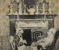 BARBARA E POLLOCK, God Bless Our Home, limited edition etching, numbered 1/8,