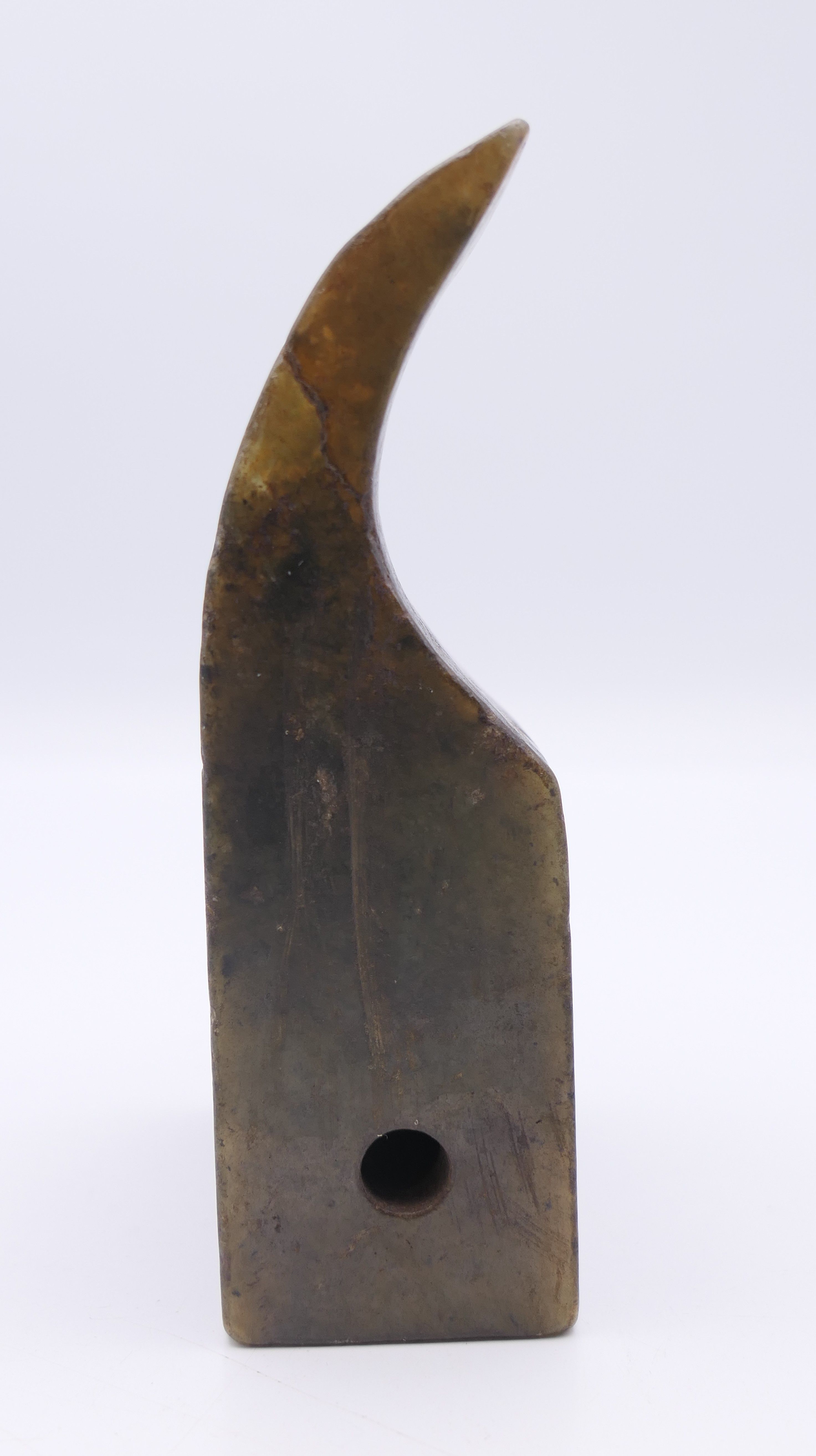 A Chinese Fa Guan (hair crown) jade pin missing, Han Dynasty or older. 10 cm long. - Image 5 of 9