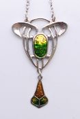 A silver Art Nouveau style pendant. 9 cm high.