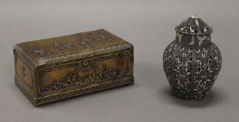A J N Taylor perfumer of London pomander and a Delettrez of Paris embossed box.