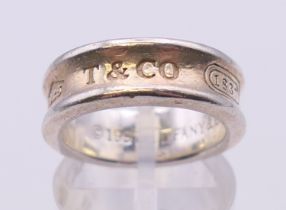 A Tiffany & Co 160 Years Commemorative silver ring. Ring size L.