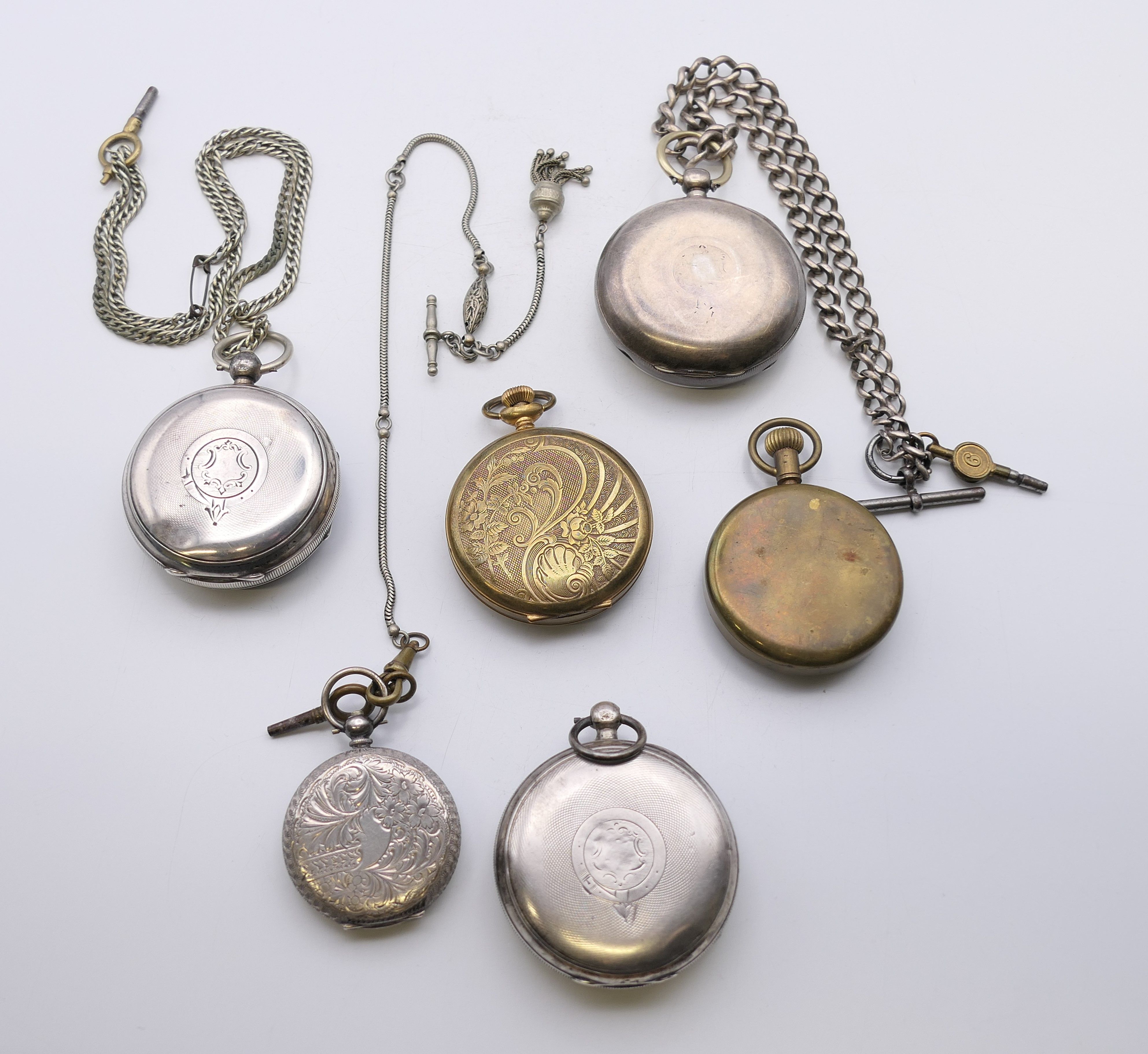 Six pocket watches, including The Express Watch Lever Company J G Graves, Bentima, Waltham, Elgin, - Image 9 of 15