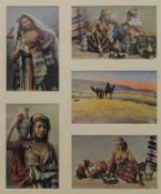 Five North African EPA French titled prints, housed in a common frame. 35.5 x 41.5 cm overall.