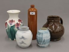 A quantity of Studio Pottery, etc., including a Rye pottery vase. The largest 27.5 cm high.
