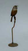 A Japanese bronze model of a bird. 16 cm high.