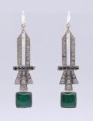 A pair of Art Deco style silver dress earrings. 4 cm high excluding suspension loop.