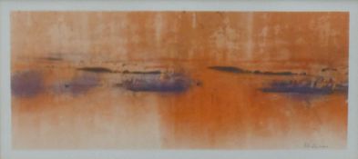 BURMAN, PETER (born 1950) British (AR), Abstract, print on paper, framed and glazed. 30 x 14 cm.