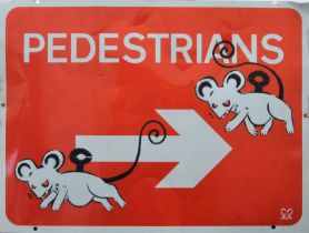 BANKSY, In the manner of, Pedestrians, a metal street sign. 60 X 45 cm.