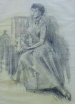 DODD, FRANCIS RA (1874-1949), British (AR), The Waiting Room, charcoal on paper, framed and glazed.