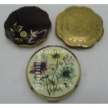 1950's Gwenda gold plated powder compact with engine turned decoration, 1950's Stratton gold