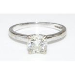 18ct white gold diamond solitaire ring, the brilliant cut diamond in claw setting, stamped 750, size