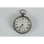 Late Victorian Kay'z climax lever silver open faced key wound and set pocket watch signed full plate
