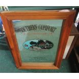 Southern Comfort advertising mirror, in pine frame, 41cm x 27cm