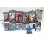 Collection of Star Wars action and diecast figures including 6 1/24 metal figures and 7 poseable
