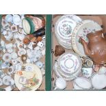 Collection of tableware by Maddock, china souvenirs, Toby Jugs, carved wooden eggs, a large