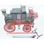 Scratch-built wood and metal horse drawn Royal Mail coach, working doors with locking handles,