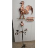 Copper Cockerel weather vane, approx. H148cm