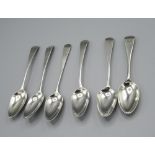 Set of 5 Georgian silver Old English pattern teaspoons, makers mark JW London 1803, & a matched