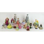 Collection of decorative ceramic figurines to include Atlas China, Arcadian, Crown Staffordshire,