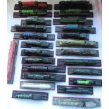 Collection of static model engines with tenders on stands incl schools' class 44sr kings class GWR