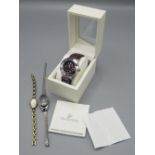 WITHDRAWN - Swarovski quartz sports style wristwatch, complete with box and papers, ladies Buler