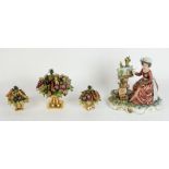 Capodimonte Fullin Mollica Fruit and Flowers porcelain garniture group from the Heather Jardim