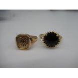 14ct yellow gold signet ring, the face with Chinese character, stamped 585, size Q, 3.5g, and a